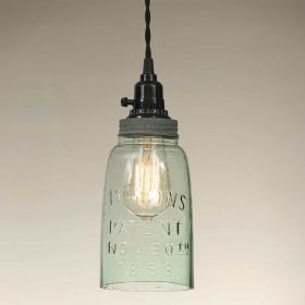 Half Gallon Open Bottom Mason Jar Pendant Lamp - Barn Roof