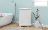 White Cabinet Triangle Corner Storage Cabinet with Adjustable Shelf Modern Style MDF Board