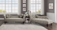 1pc Modern Traditional Chaise Button Tufted Detail Brown Upholstery Style Comfort Living Room Furniture Espresso Finish Legs