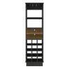 Classic Bar Cabinet, Two Drawers, Twelve Built-in Wine Rack-Black / Walnut