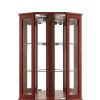 6 Shelf Corner Curio Display Cabinet with Lights, Mirrors and Adjustable Shelves, Cherry(E26 light bulb not included)