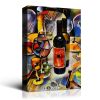 Framed Canvas Wall Art Decor Abstract Style Painting,Wine Bottle with Glasses Painting Decoration For Bar, Restrant, Kitchen, Dining Room