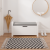 Kids Toy Box Chest, White Rubber Wood Toy Box for Boys Girls, Large Storage Cabinet with Cushion Seat Bench/Flip-Top Lid/Safety Hinge